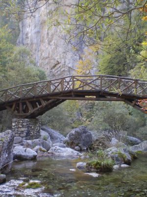 Wooden Bridge in Enippeas Gorge